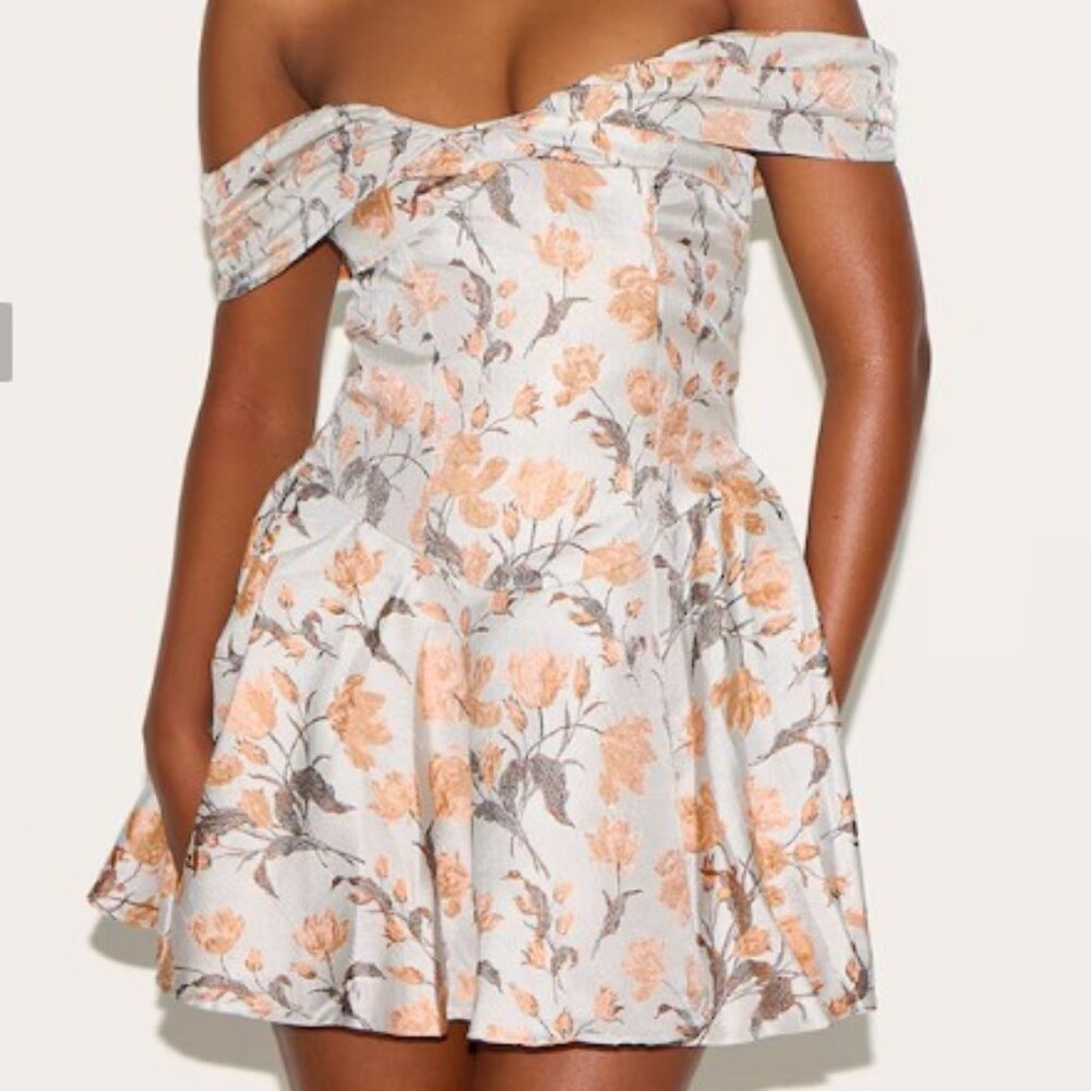 Blue Bardot Jacquard Shift Dress